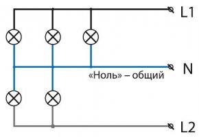 Схема параллельного соединения цепи на примере светильника с 5 лампами